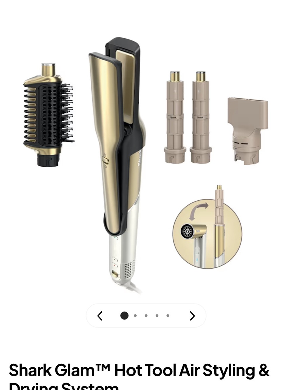 Shark Glam Hot Tool Air Styling & Drying System - Gold/Black
